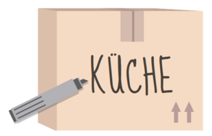 Umzug, Übersiedlung, übersiedeln, Umzugskarton, Umzugskiste, beschriften